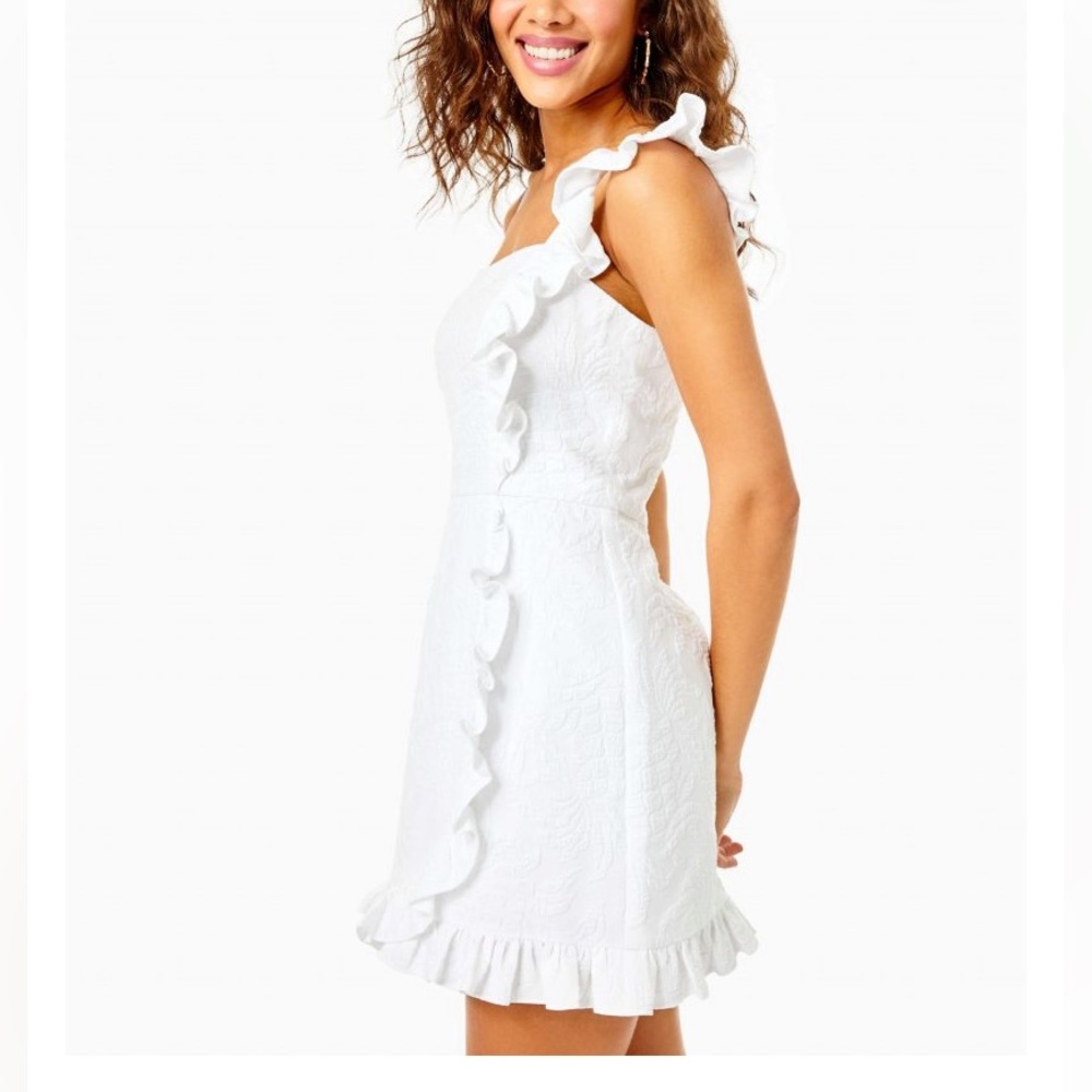 Lilly Pulitzer dress romper MAETHA RUFFLE RESORT WHITE PINEAPPLE  size 2